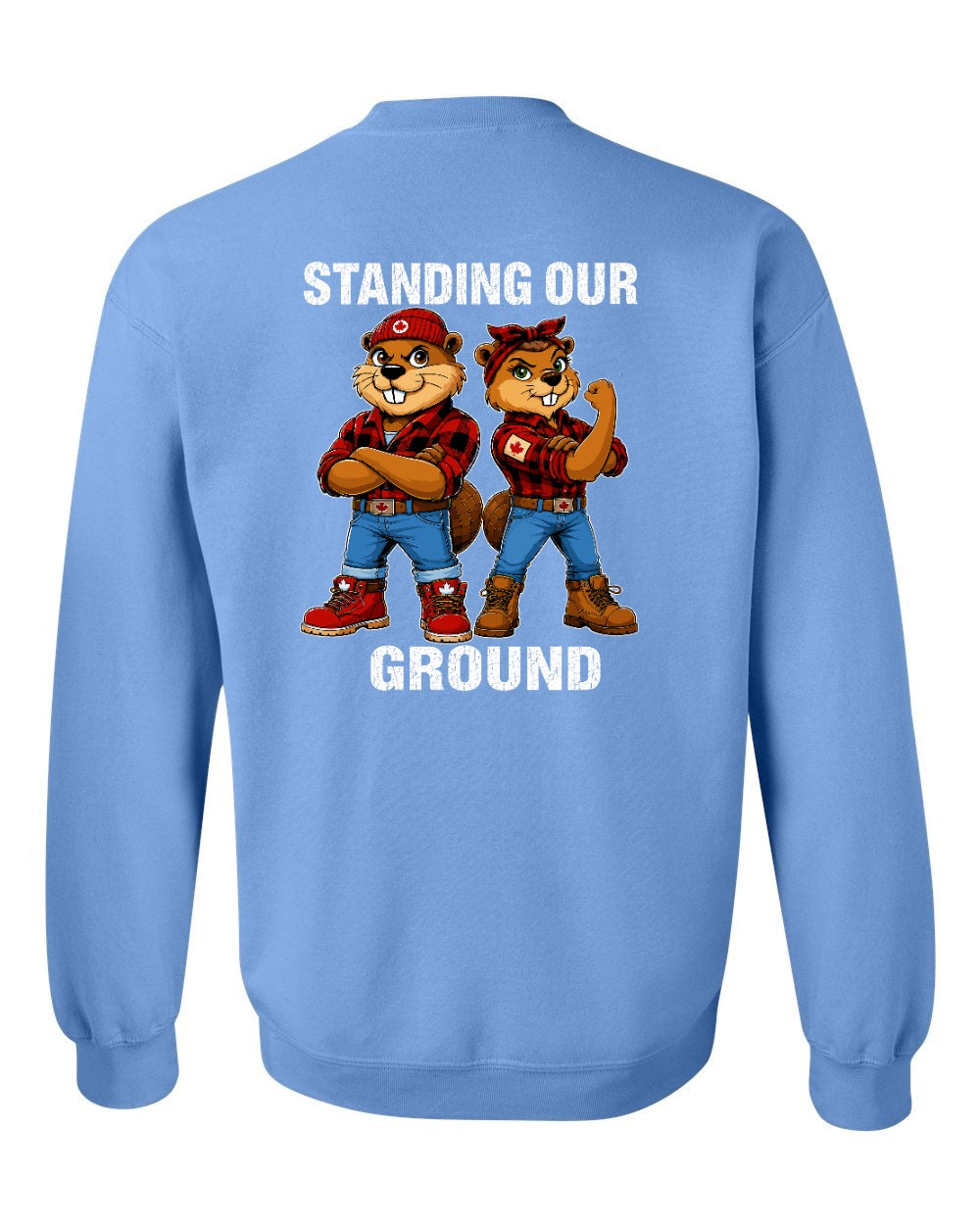Standing Our Ground Left Chest and Back Crewneck Sweatshirt in Carolina Blue - back
