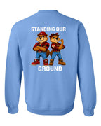 Standing Our Ground Left Chest and Back Crewneck Sweatshirt in Carolina Blue - back