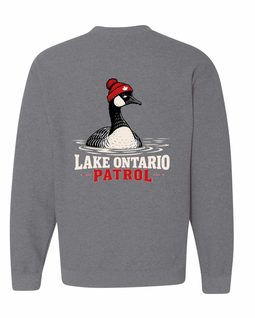 Lake Patrol Left Chest and Back Crewneck Sweatshirt in Graphite Heather - back