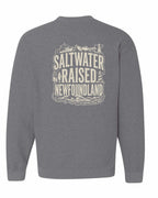 NFLD Saltwater Raised Folk Left Chest and Back Crewneck Sweatshirt - Unisex