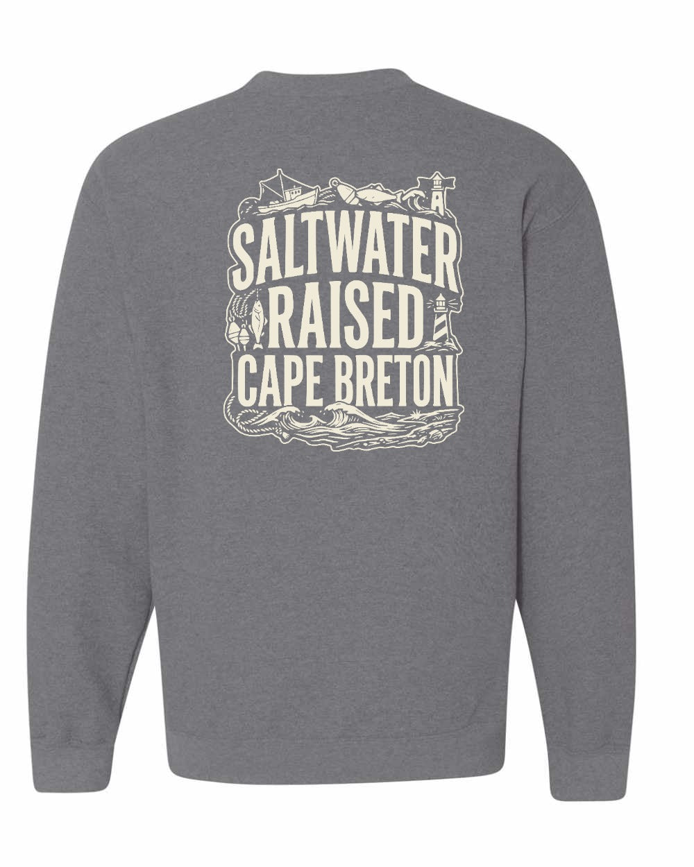 CB Saltwater Raised Folk Left Chest and Back Crewneck Sweatshirt - Unisex