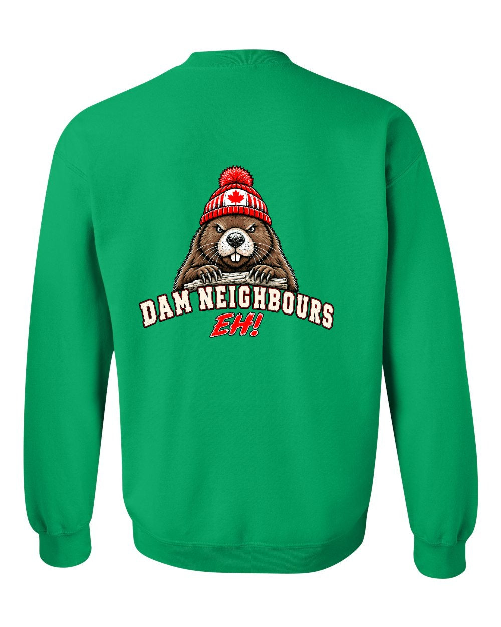 Dam Neighbours Left Chest and Back Crewneck Sweatshirt in Irish Green - back