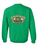 Newfoundland Thing Badge Left Chest and Back Crewneck Sweatshirt in Irish Green - back