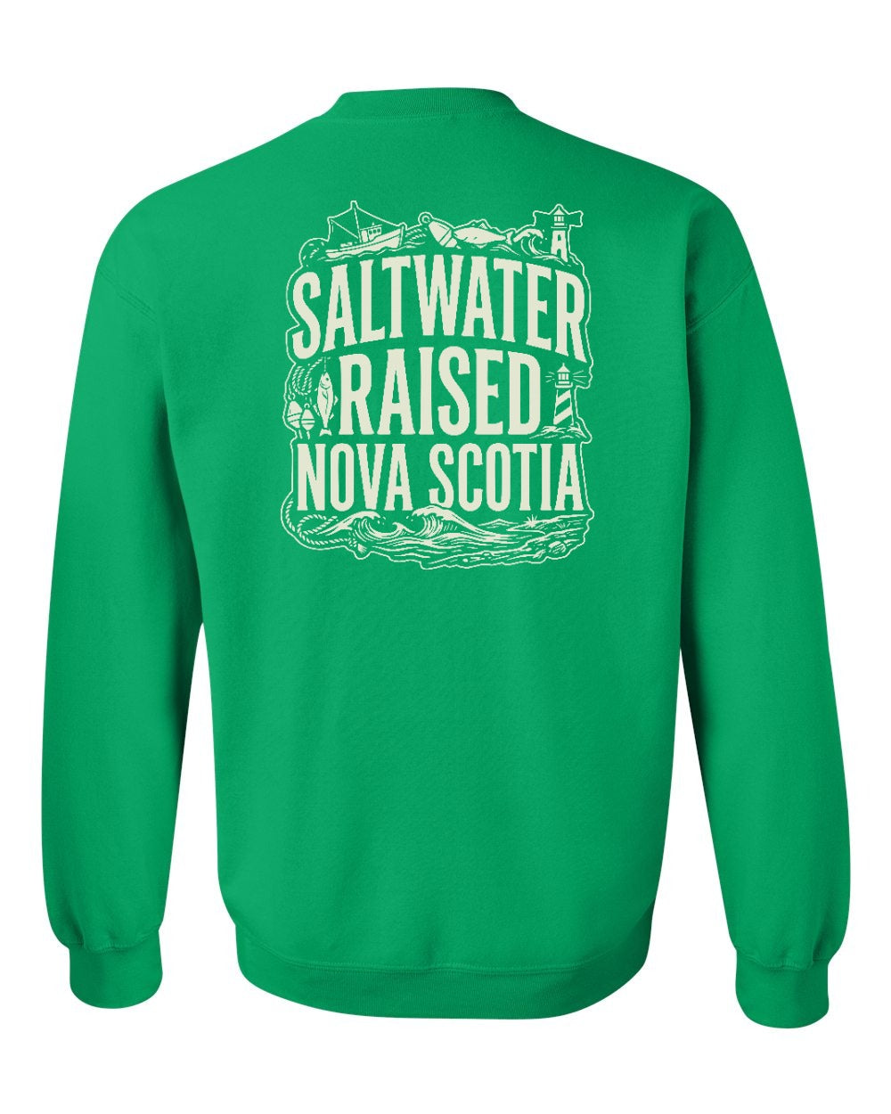 Saltwater Raised NS Folk Left Chest and Back Crewneck Sweatshirt - Unisex