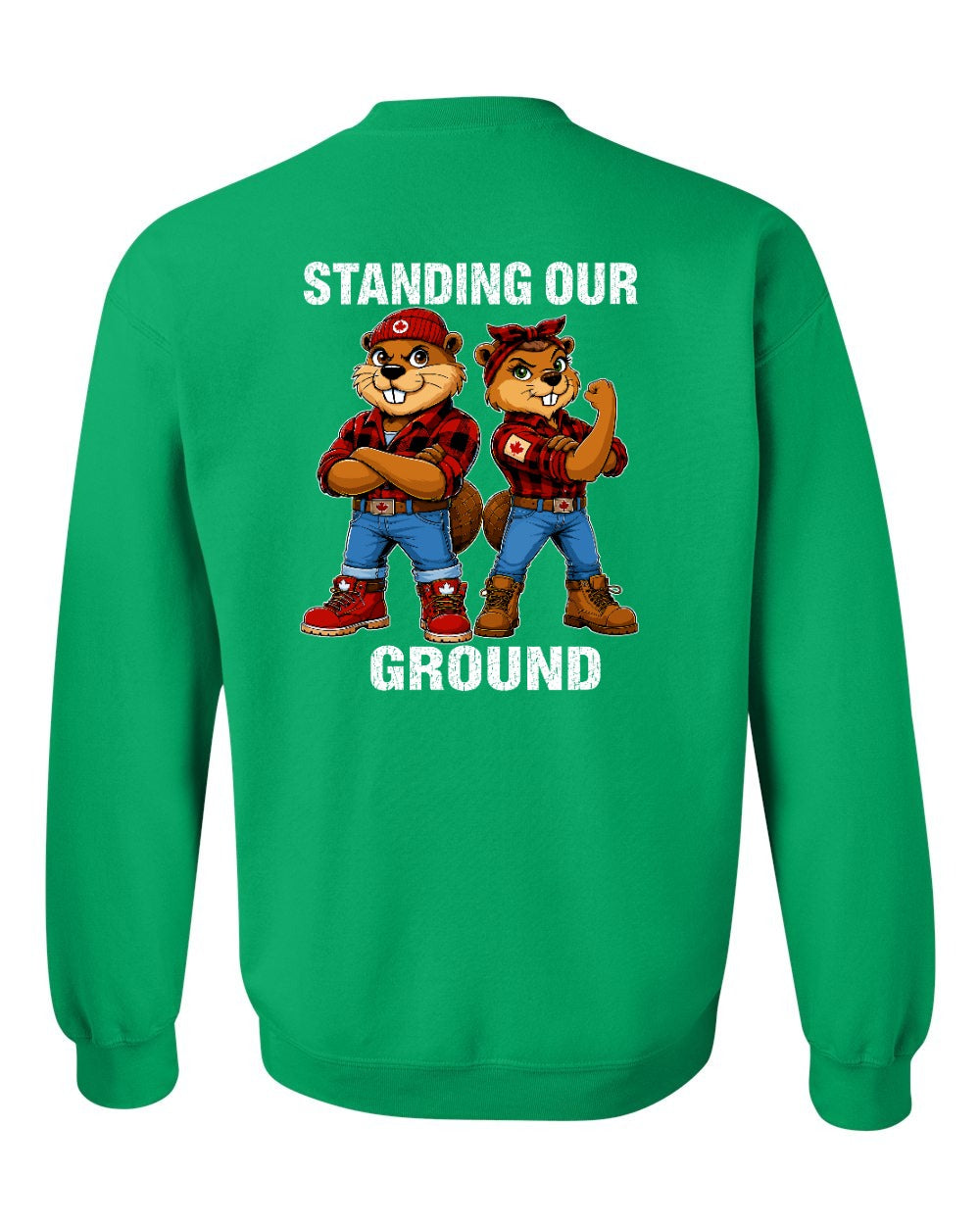 Standing Our Ground Left Chest and Back Crewneck Sweatshirt in Irish Green - back