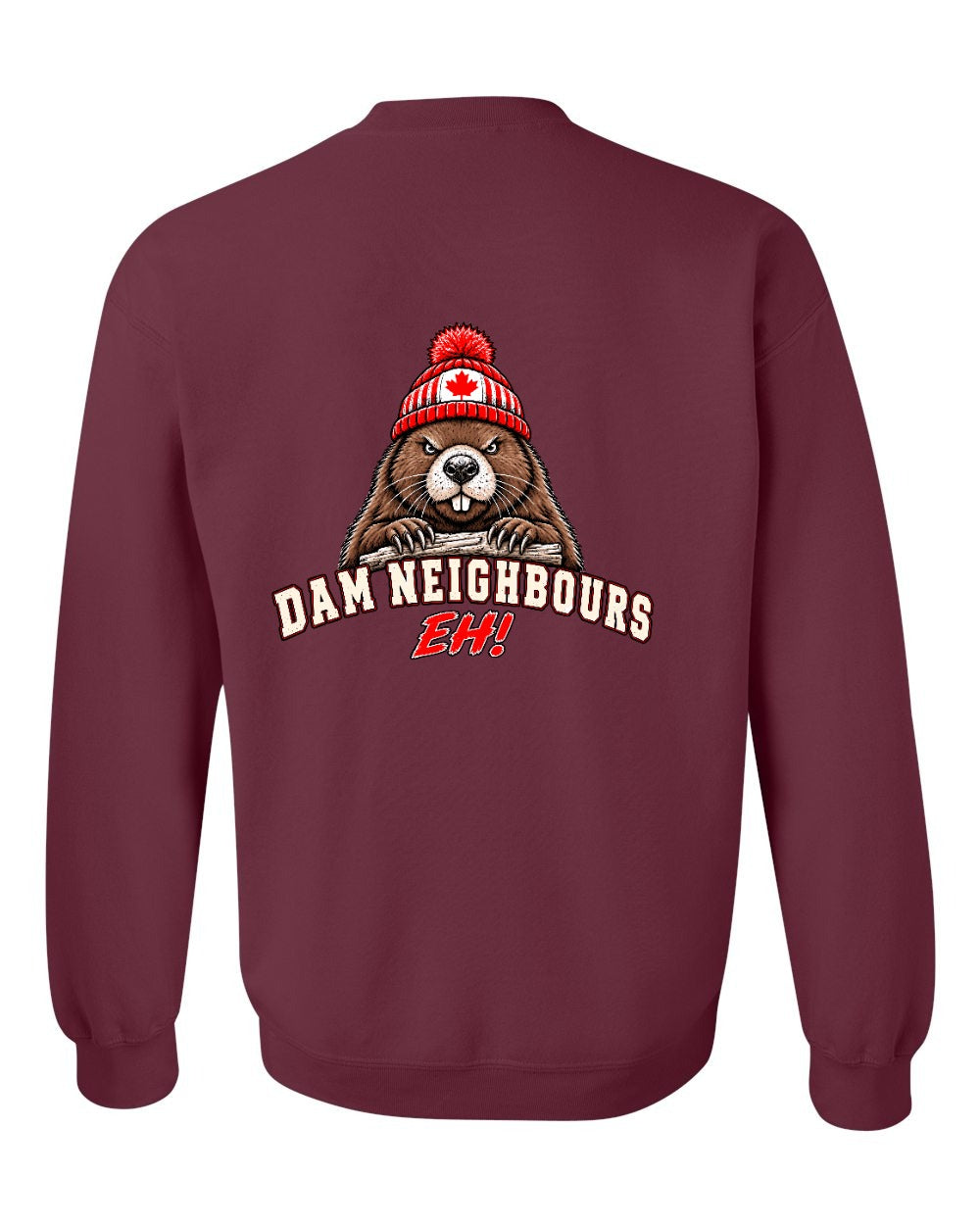 Dam Neighbours Left Chest and Back Crewneck Sweatshirt in Maroon - back