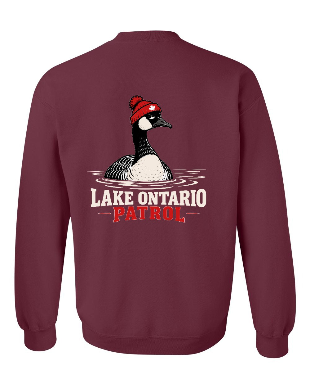 Lake Patrol Left Chest and Back Crewneck Sweatshirt in Maroon - back