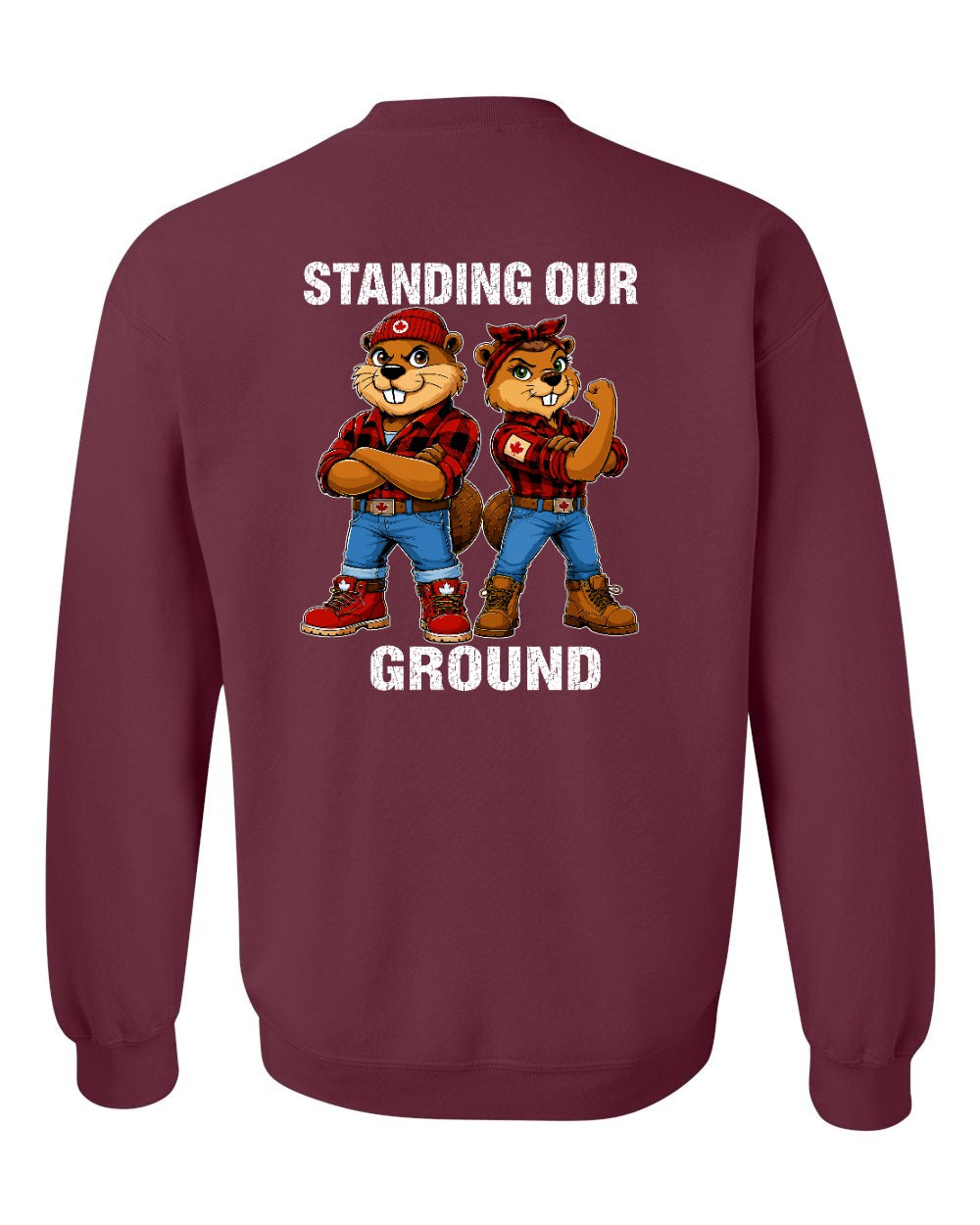 Standing Our Ground Left Chest and Back Crewneck Sweatshirt in Maroon - back