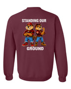 Standing Our Ground Left Chest and Back Crewneck Sweatshirt in Maroon - back