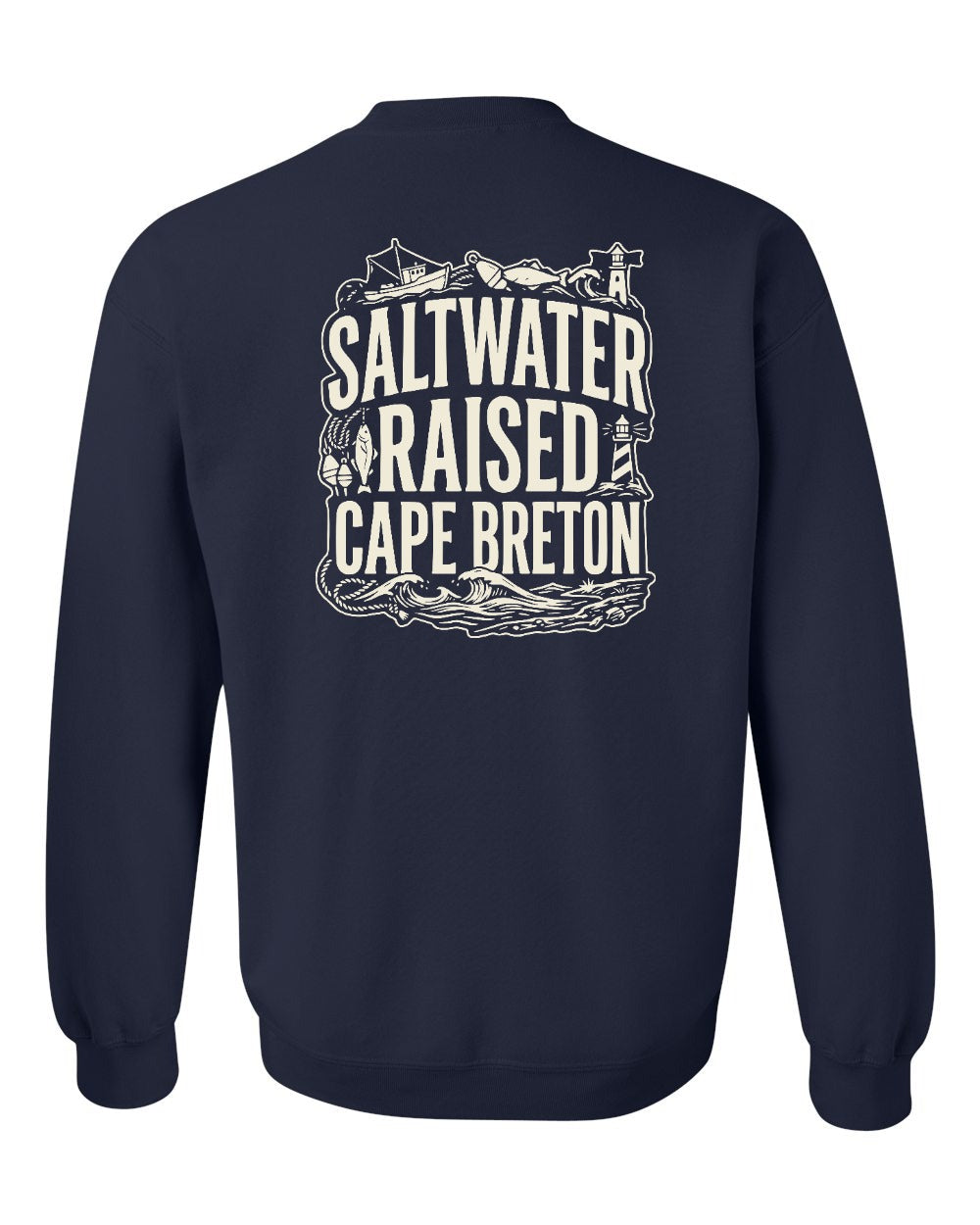 CB Saltwater Raised Folk Left Chest and Back Crewneck Sweatshirt - Unisex