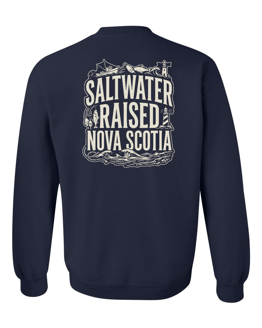 Saltwater Raised NS Folk Left Chest and Back Crewneck Sweatshirt - Unisex