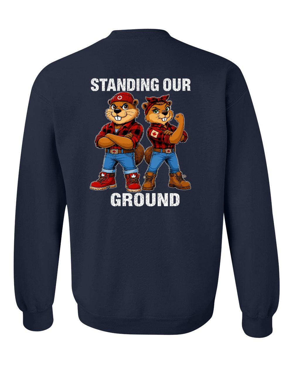 Standing Our Ground Left Chest and Back Crewneck Sweatshirt in Navy - back