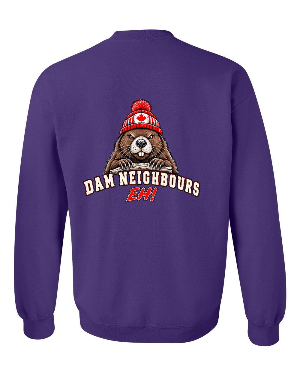 Dam Neighbours Left Chest and Back Crewneck Sweatshirt in Purple - back