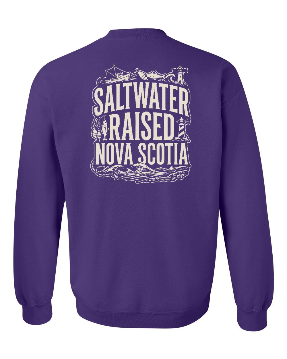 Saltwater Raised NS Folk Left Chest and Back Crewneck Sweatshirt - Unisex