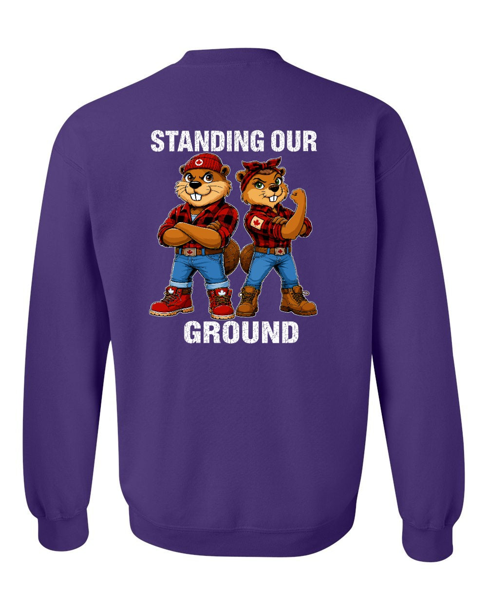 Standing Our Ground Left Chest and Back Crewneck Sweatshirt in Purple - back