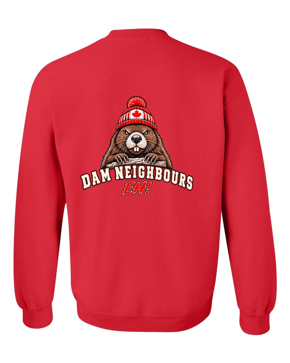 Dam Neighbours Left Chest and Back Crewneck Sweatshirt in Red - back