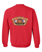 Newfoundland Thing Badge Left Chest and Back Crewneck Sweatshirt in Red - back