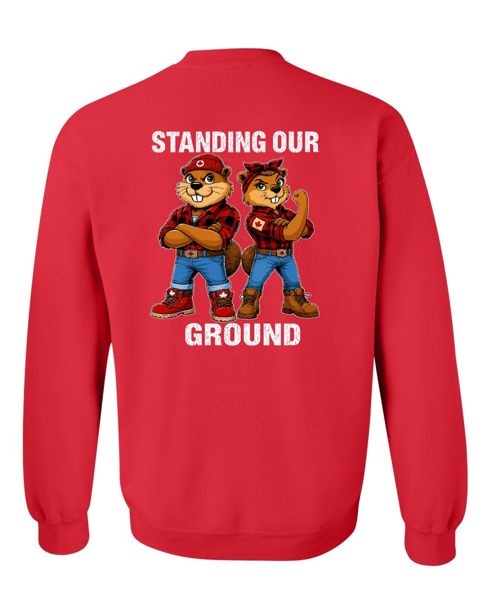 Standing Our Ground Left Chest and Back Crewneck Sweatshirt in Red - back