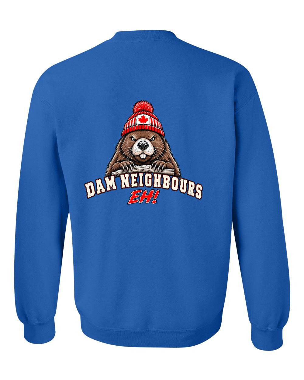 Dam Neighbours Left Chest and Back Crewneck Sweatshirt in Royal - back