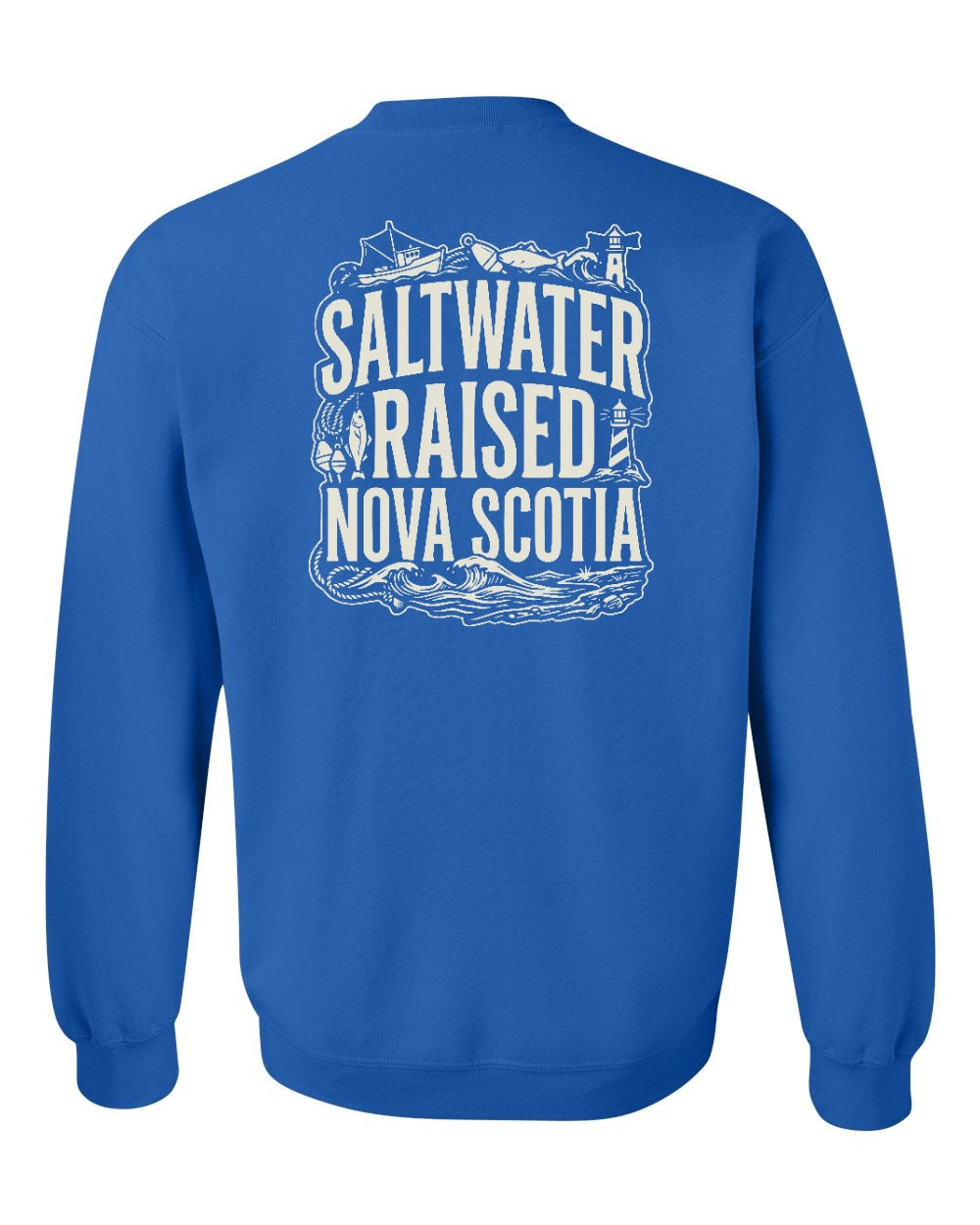 Saltwater Raised NS Folk Left Chest and Back Crewneck Sweatshirt - Unisex