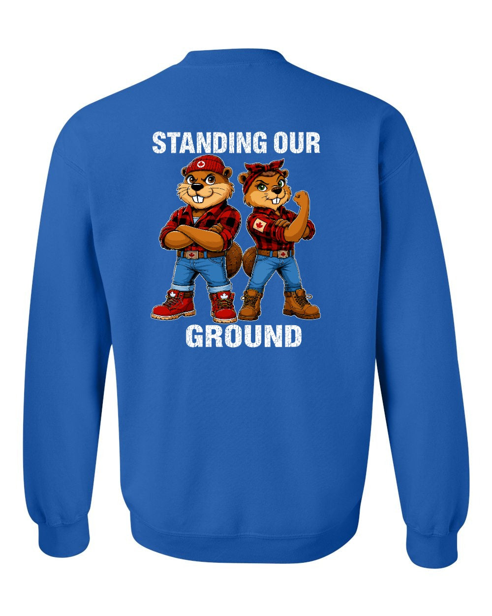Standing Our Ground Left Chest and Back Crewneck Sweatshirt in Royal - back