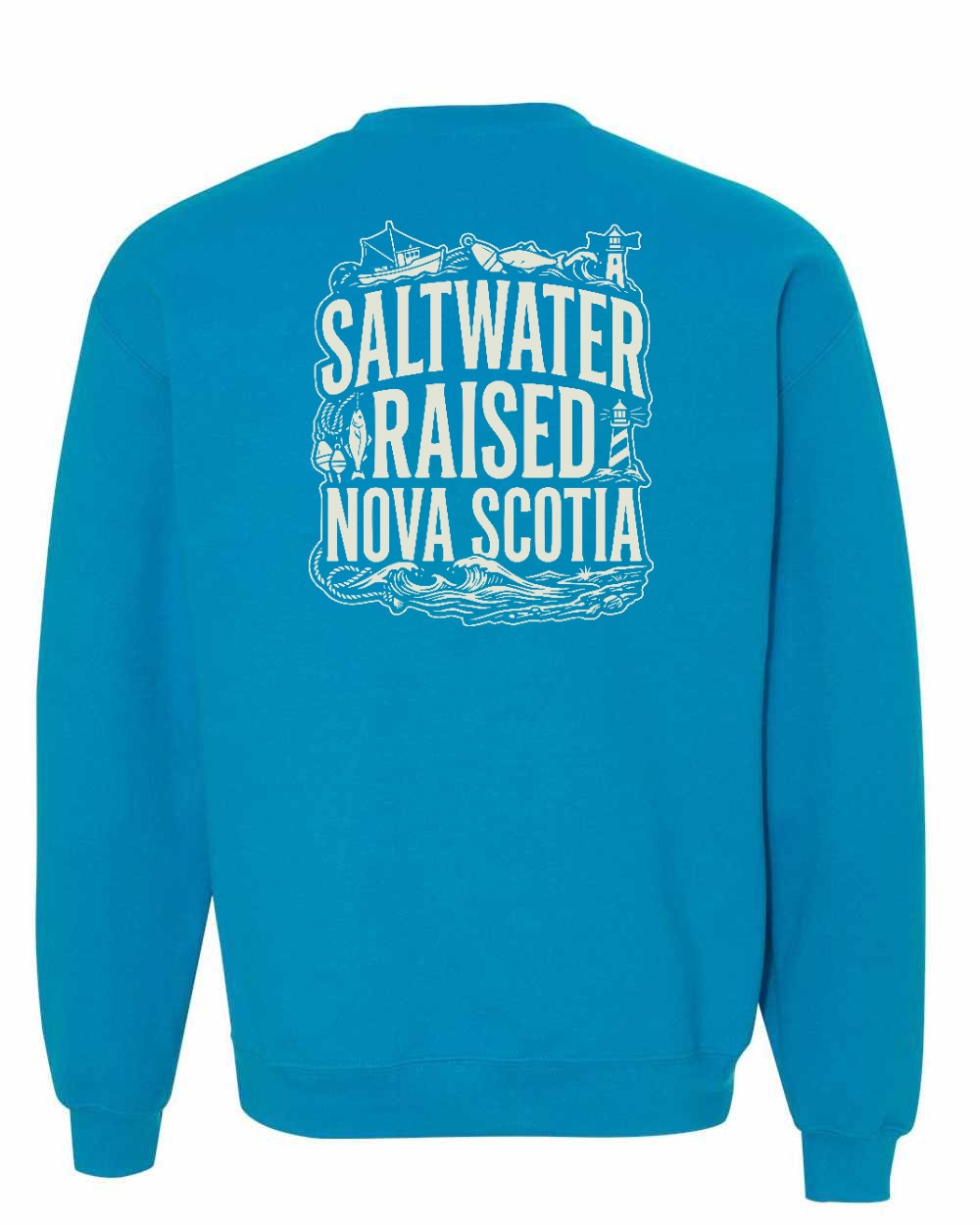 Saltwater Raised NS Folk Left Chest and Back Crewneck Sweatshirt - Unisex