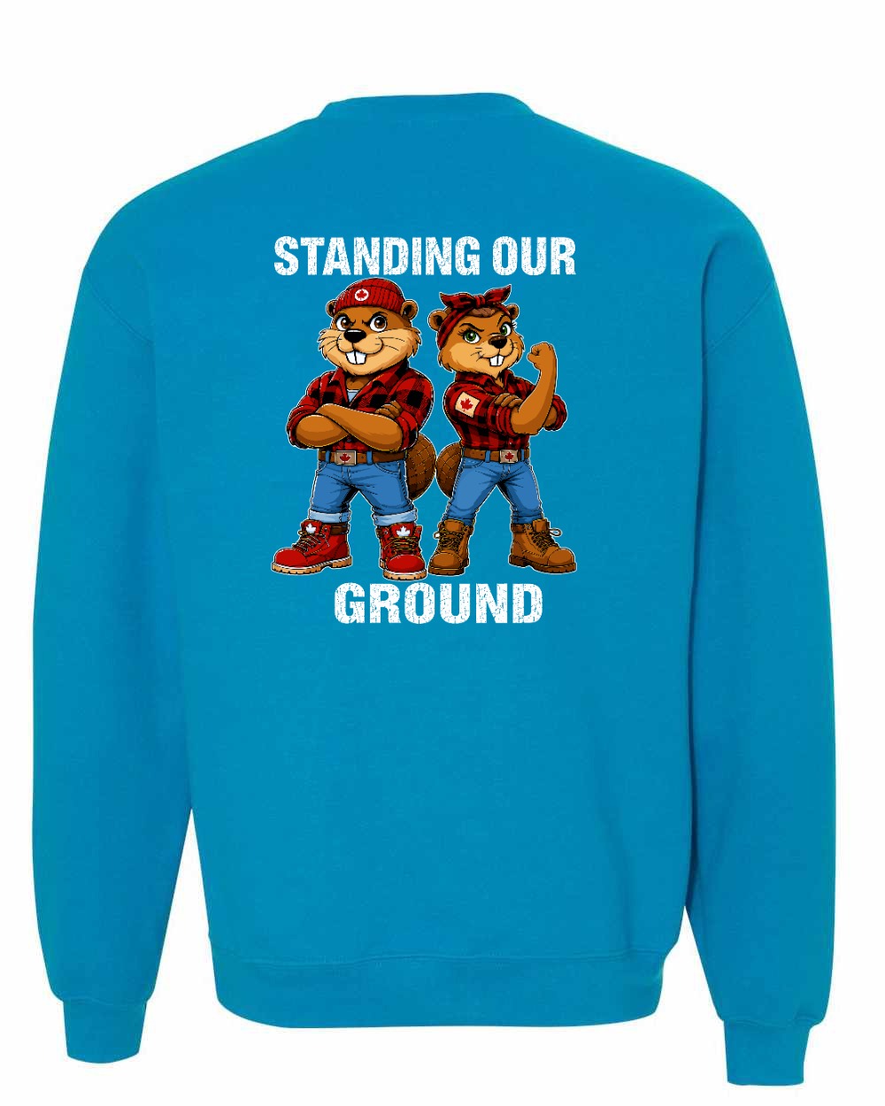 Standing Our Ground Left Chest and Back Crewneck Sweatshirt in Sapphire - back