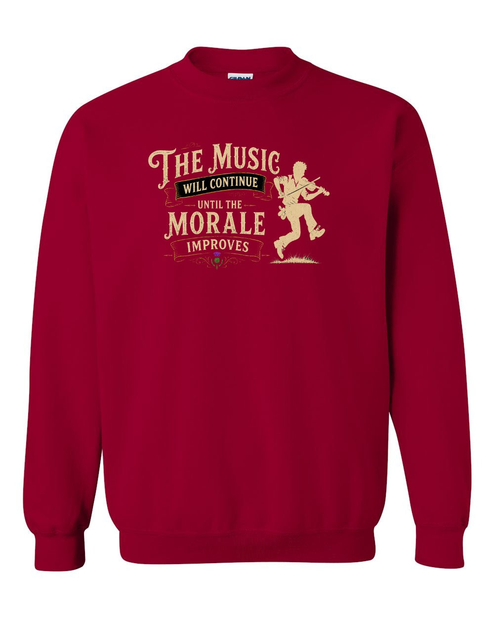 Muisic Will Continue Fiddle Crewneck Sweatshirt in Cardinal Red