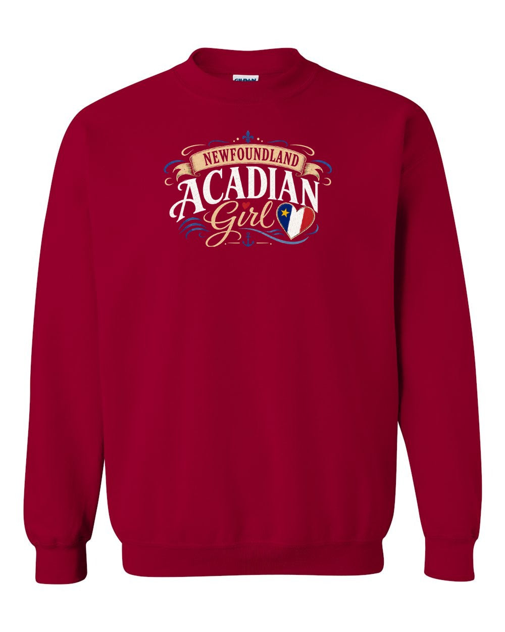 Newfoundland Girl Garment Crewneck Sweatshirt in Cardinal Red
