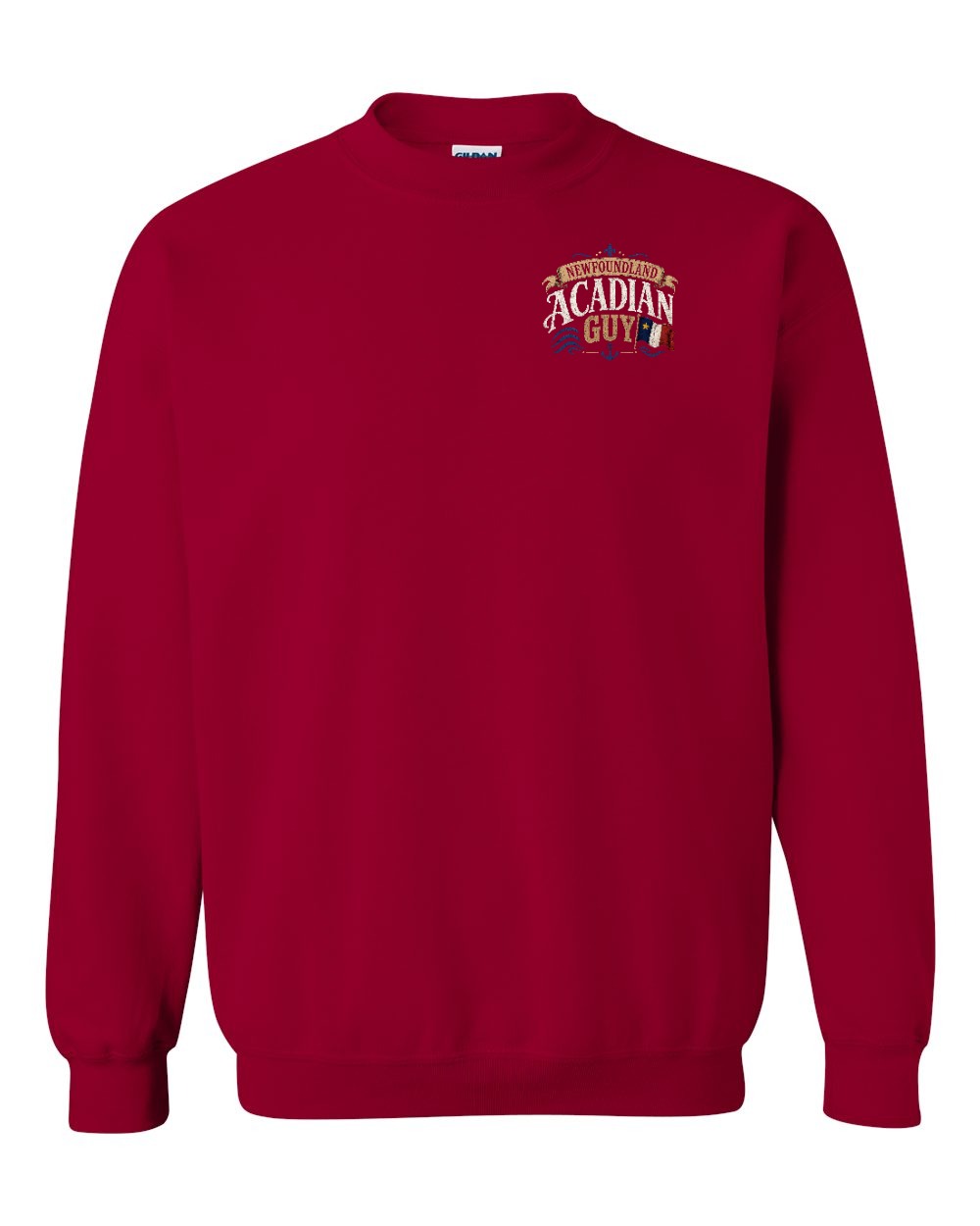 Newfoundland Guy Left Chest Crewneck Sweatshirt in Cardinal Red