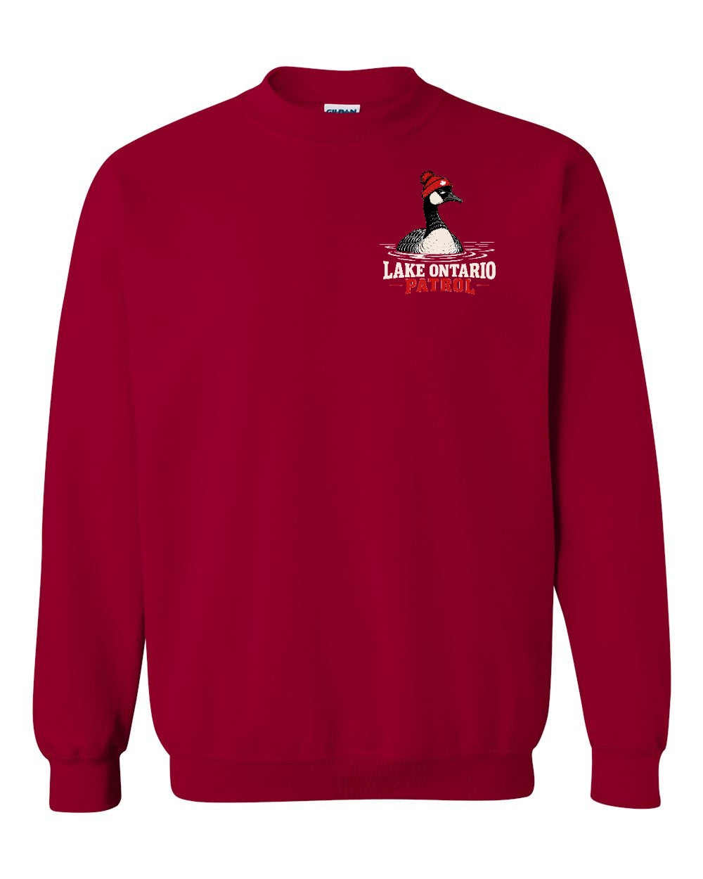 Lake Patrol Left Chest and Back Crewneck Sweatshirt in Cardinal Red