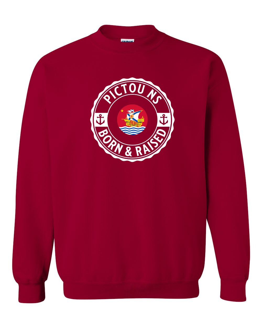 Pictou Born Raised Crewneck Sweatshirt in Cardinal Red