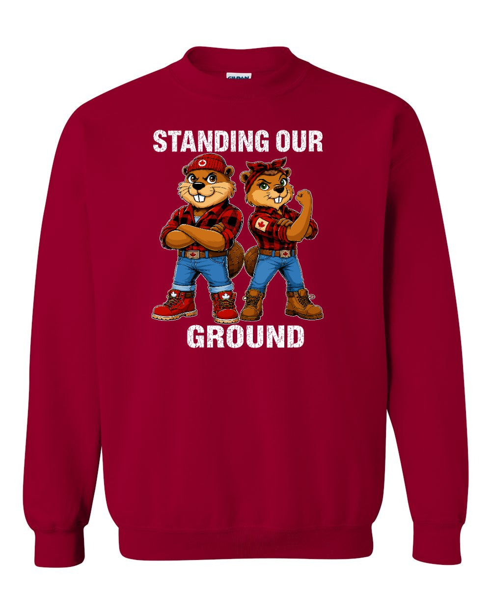 Standing Our Ground Full Front Crewneck Sweatshirt in Cardinal Red