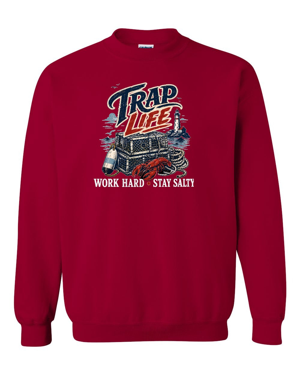 Trap Life Crewneck Sweatshirt in Cardinal Red