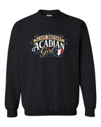 Cape Breton Acadian Girl Crewneck Sweatshirt in Black