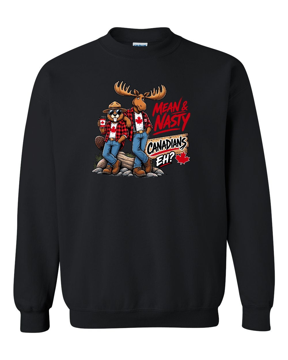 New Mean and Nasty Canadians Crewneck Sweatshirt in Black