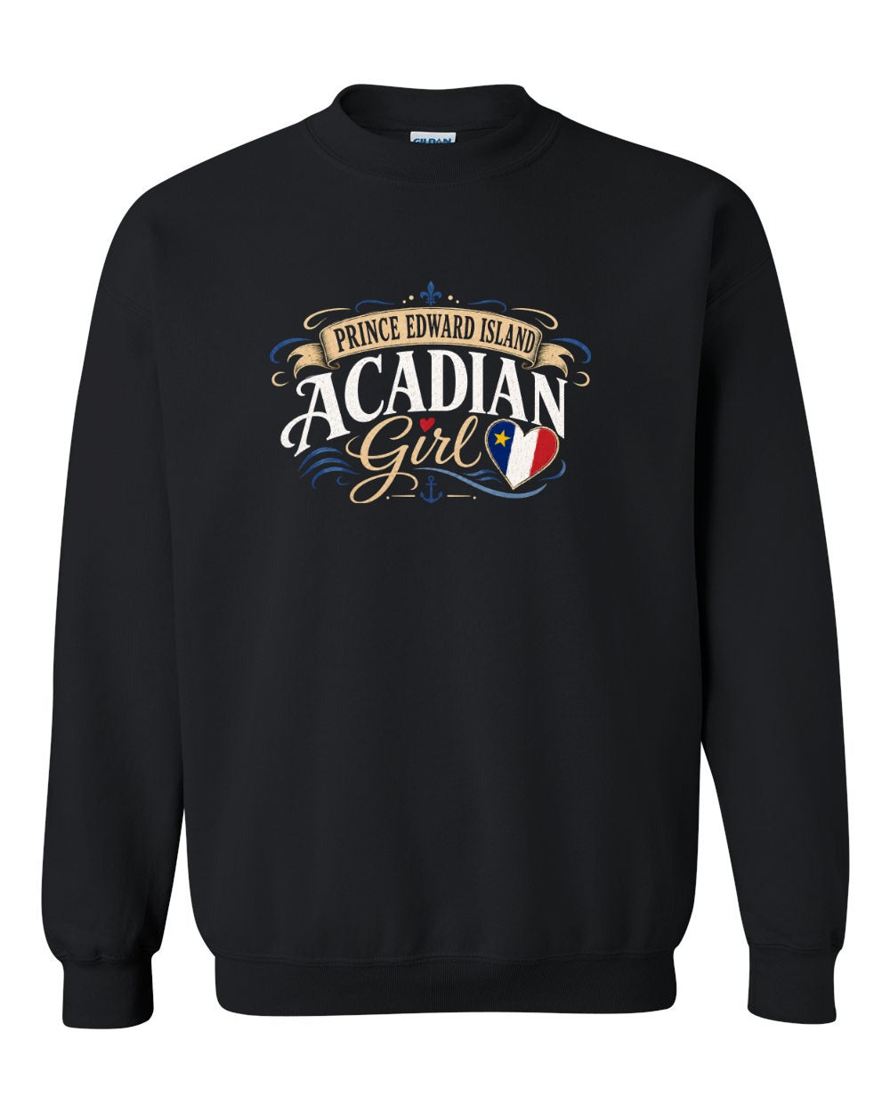 Pei Acadian Girl Crewneck Sweatshirt in Black