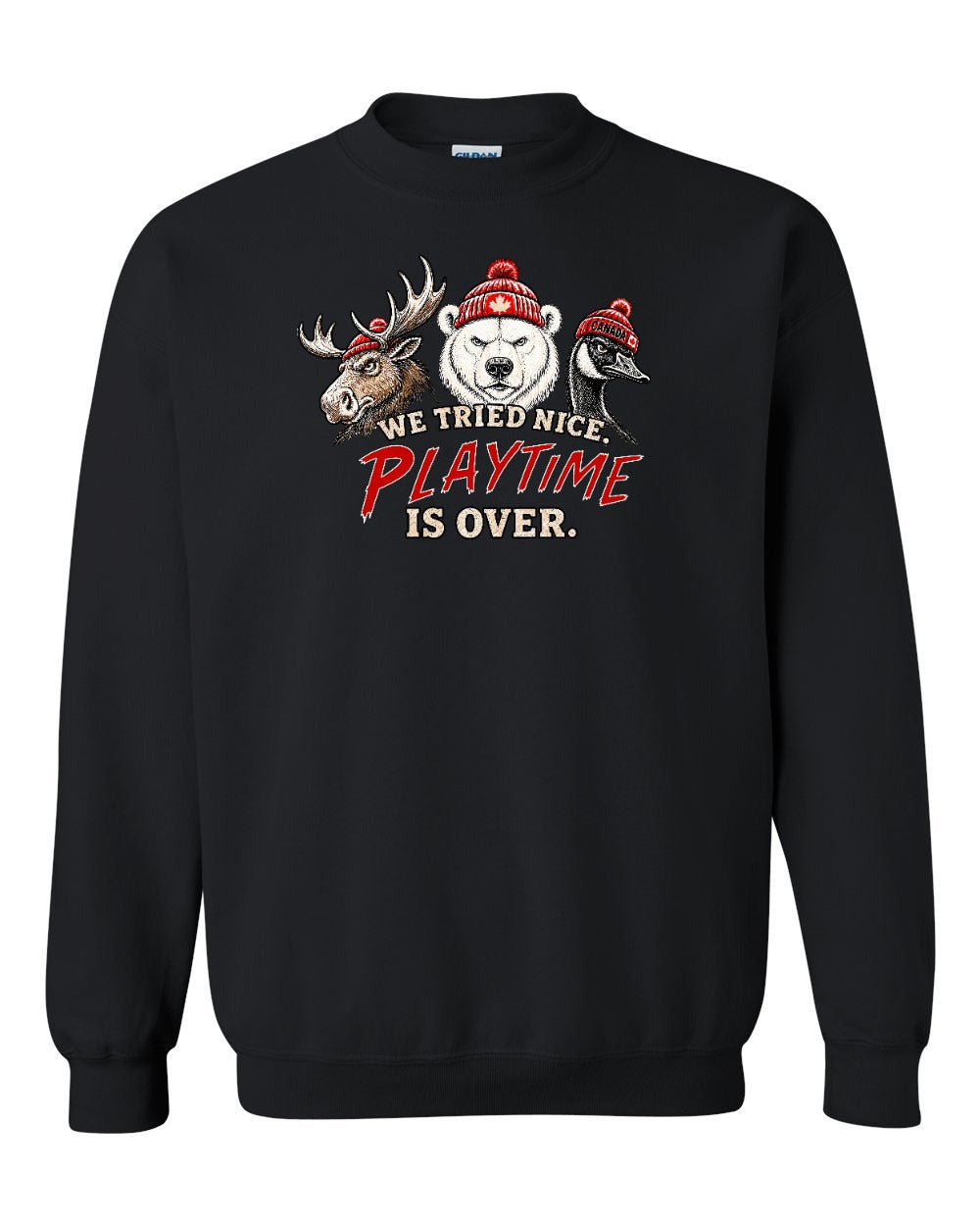 We Tried Nice New Full Front Crewneck Sweatshirt in Black