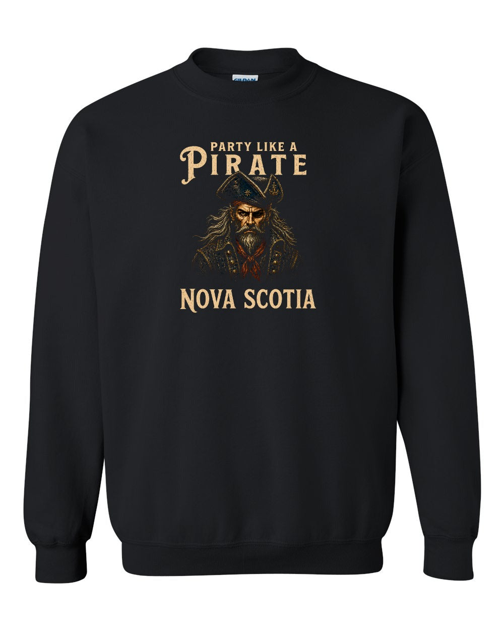 Party Like a Pirate Crewneck Sweatshirt in Black
