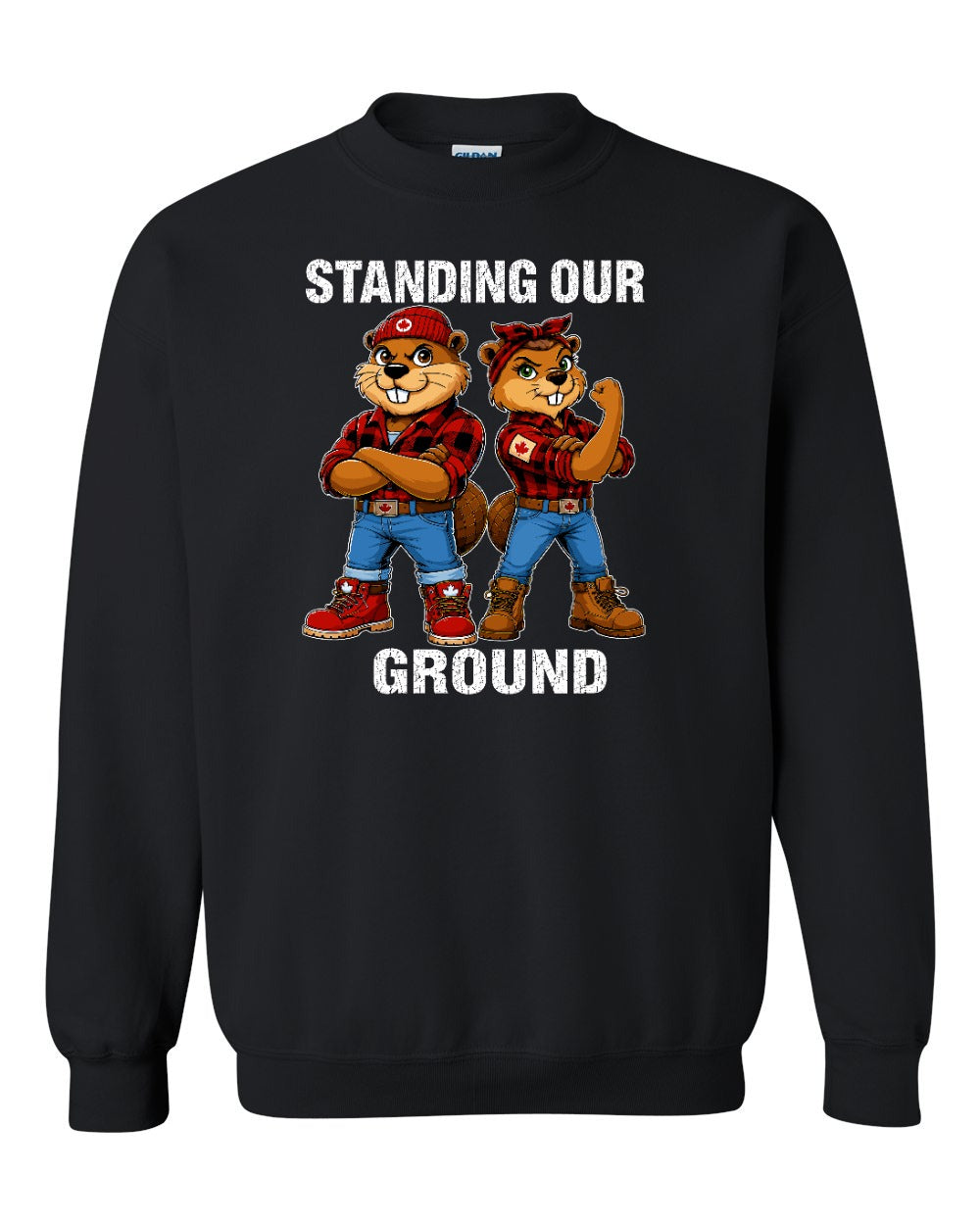 Standing Our Ground Full Front Crewneck Sweatshirt in Black