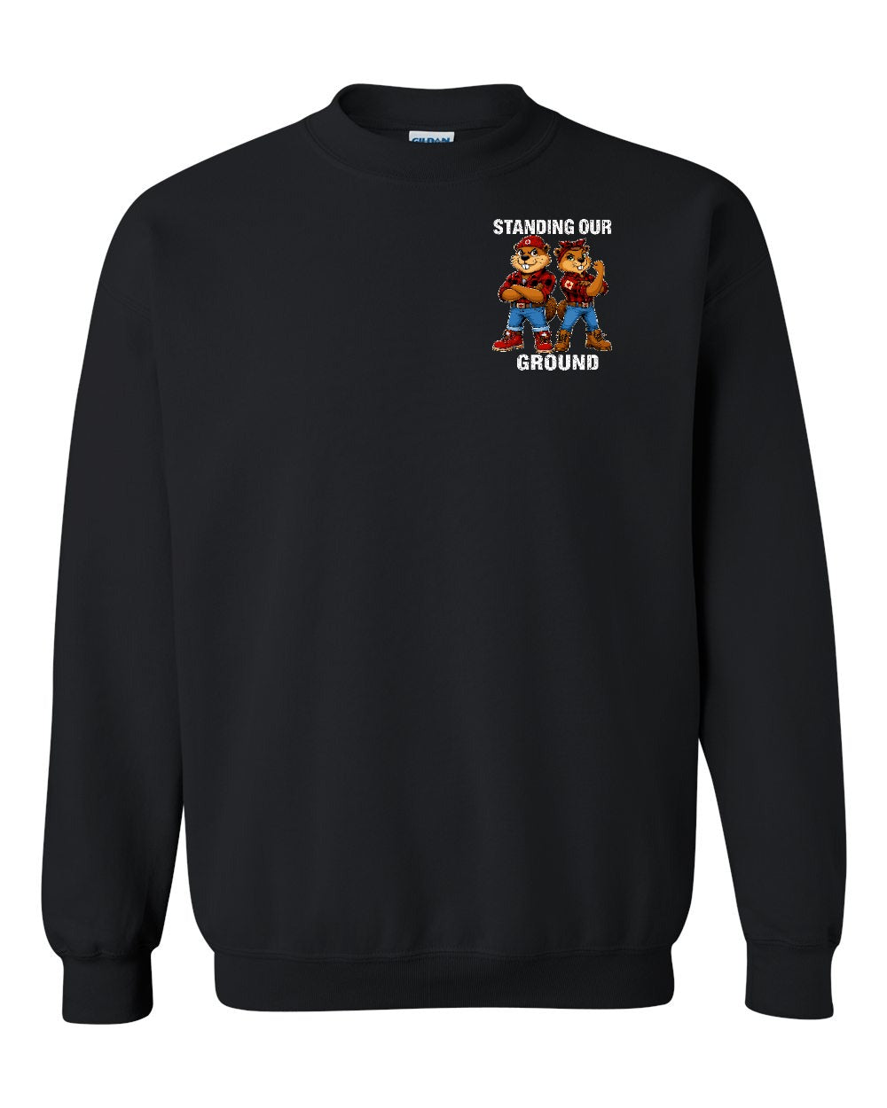 Standing Our Ground Left Chest and Back Crewneck Sweatshirt in Black