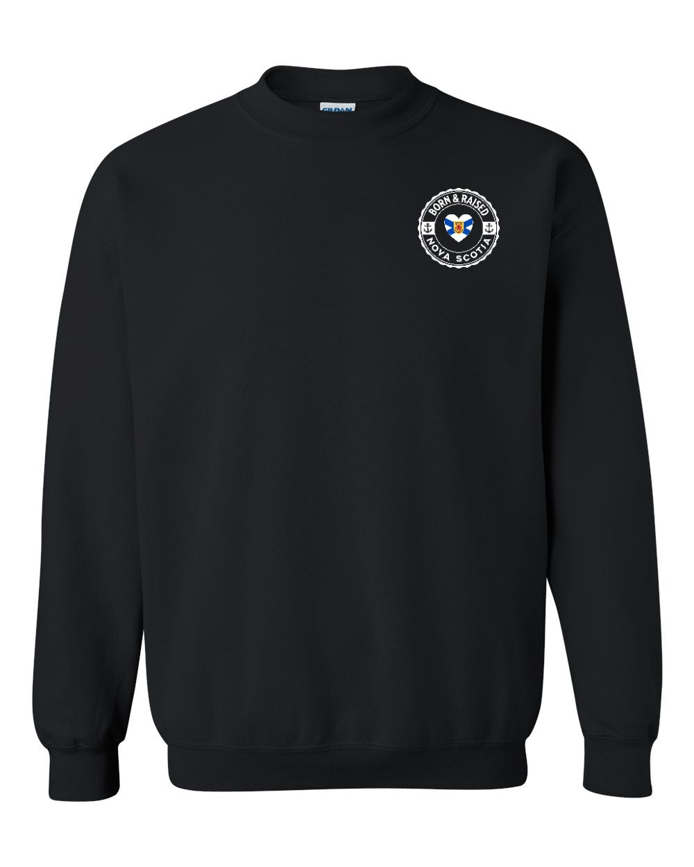Born and Raised NS Heart Flag Left Chest Crewneck Sweatshirt - Unisex