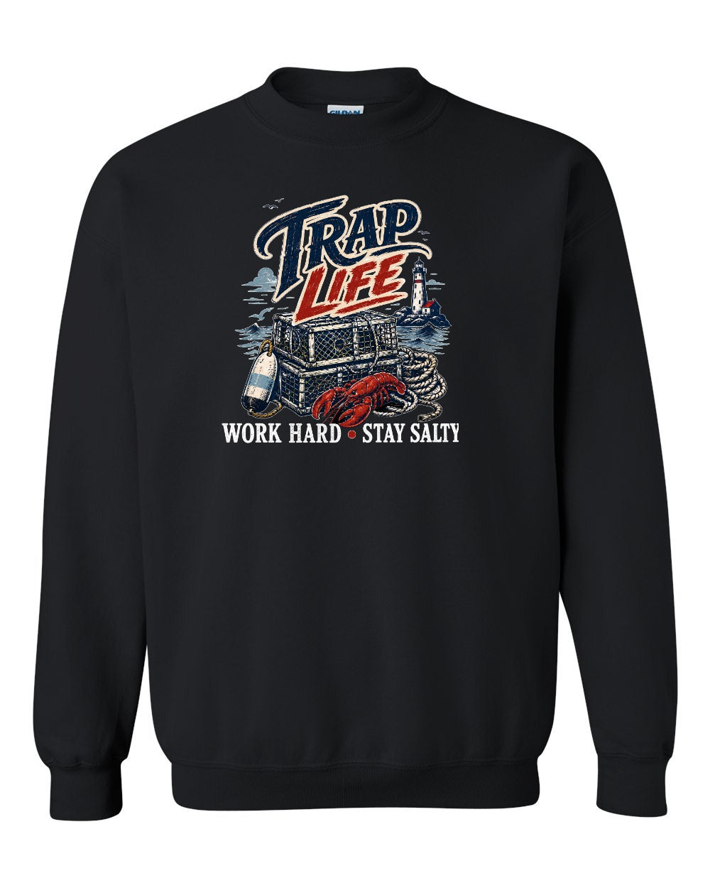 Trap Life Crewneck Sweatshirt in Black