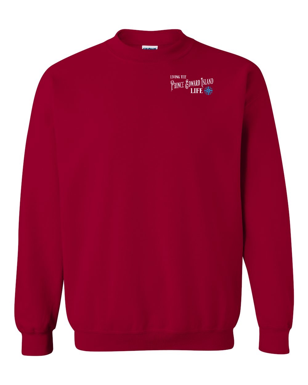 Living the PEI life blue compass Left Chest Crewneck Sweatshirt - Unisex