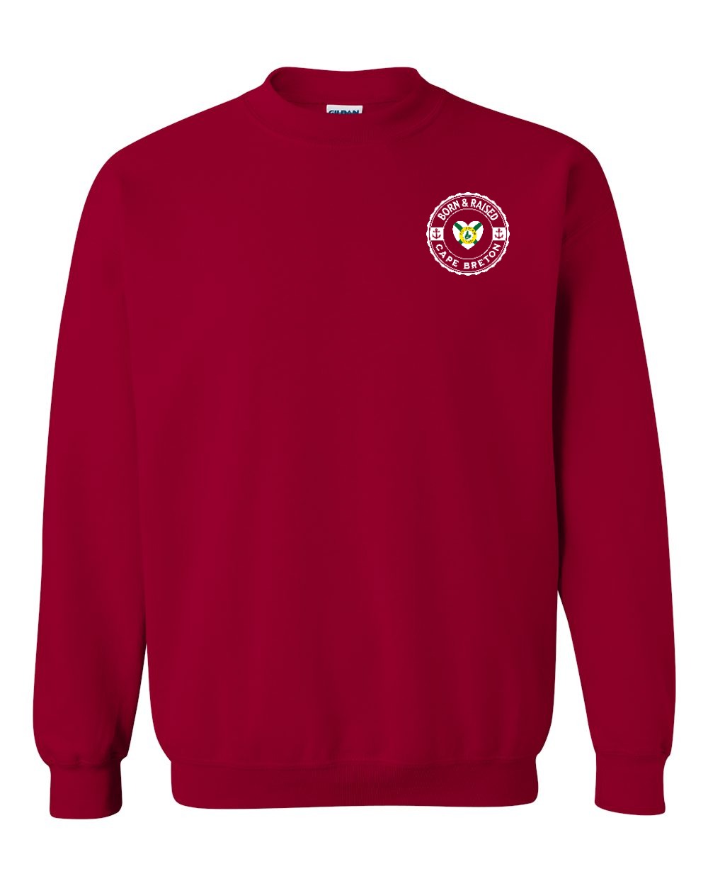 Born and Raised CB Heart Flag Left Chest Crewneck Sweatshirt - Unisex