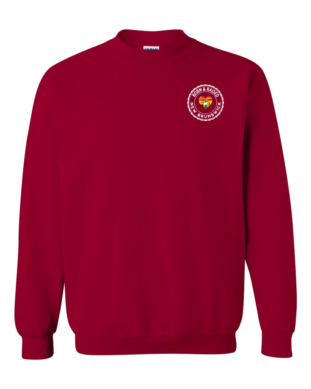 Born and Raised NB Heart Flag Left Chest & Back Crewneck Sweatshirt - Unisex