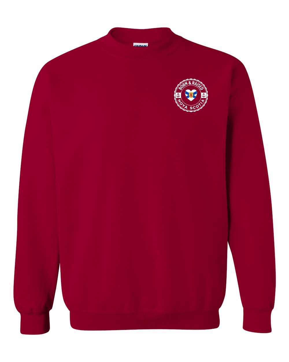 Born and Raised NS Heart Flag Left Chest Crewneck Sweatshirt - Unisex