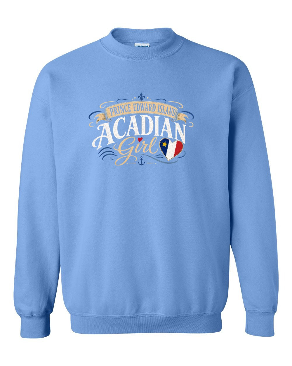 Pei Acadian Girl Crewneck Sweatshirt in Carolina Blue