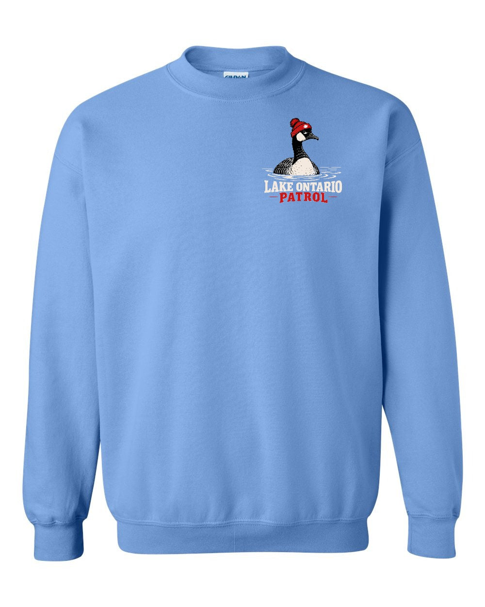Lake Patrol Left Chest and Back Crewneck Sweatshirt in Carolina Blue