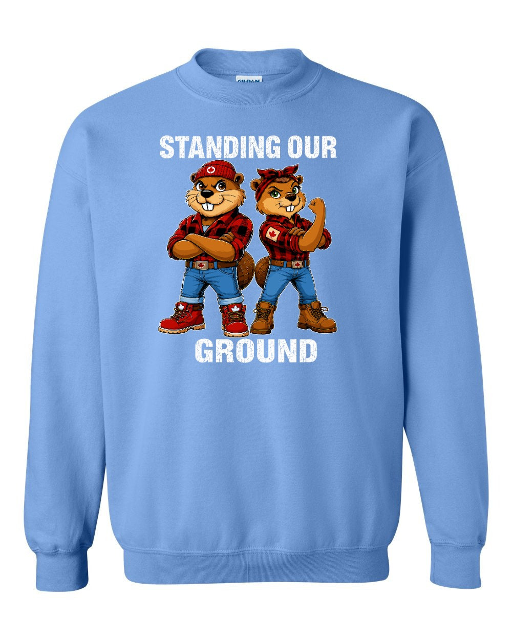 Standing Our Ground Full Front Crewneck Sweatshirt in Carolina Blue